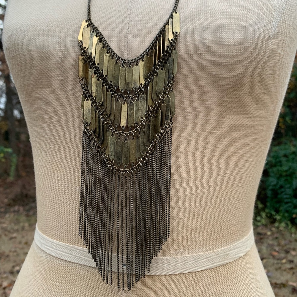 Chain Mail Fringe Statement Necklace - Picture 11 of 13